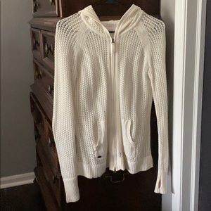 Athleta cream zip-up sweater size medium